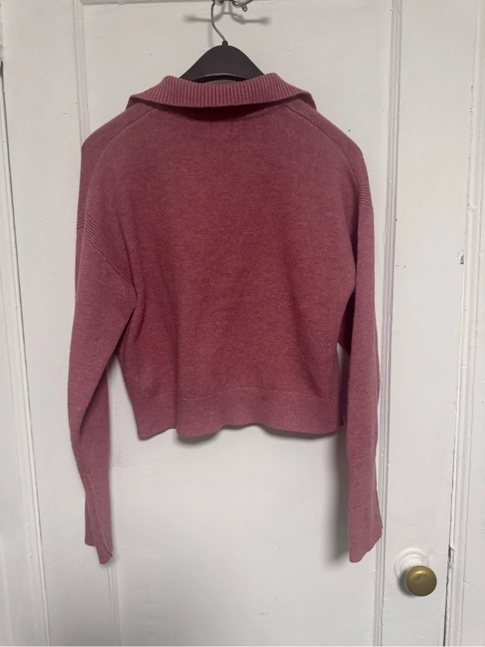 Cozy Collared Pullover Sweater Top in Dusty Rose, Mauve, Pink